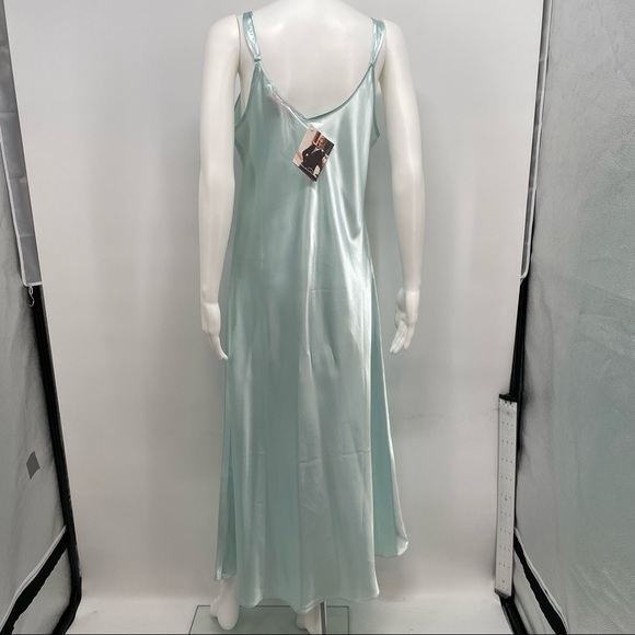 NWT Oscar De La Renta Pink Label Long Blue Satin Long Nightgown - Picture 2 of 13